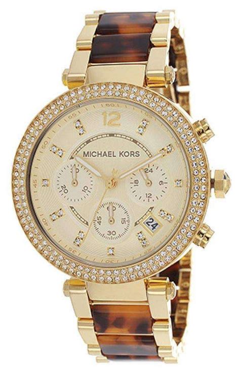 michael kors tortoiseshell rectangular chronograph watch|Michael Kors pave watch.